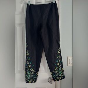 Dana Buchman Black Floral Straight Leg Pants